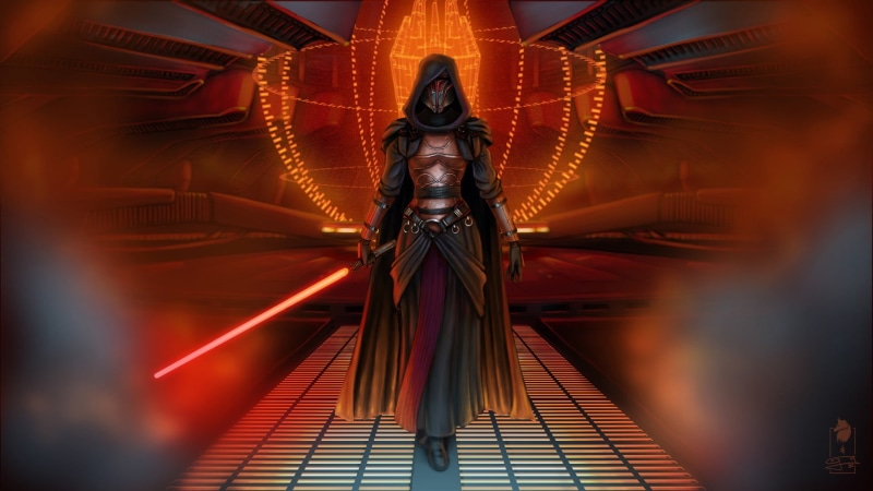 Jedi, hairstyle, Star Wars: Knights of the Old Republic, asia, religion, standing, indoors, front view, orange color, cultures, Revan, Star Wars, technology