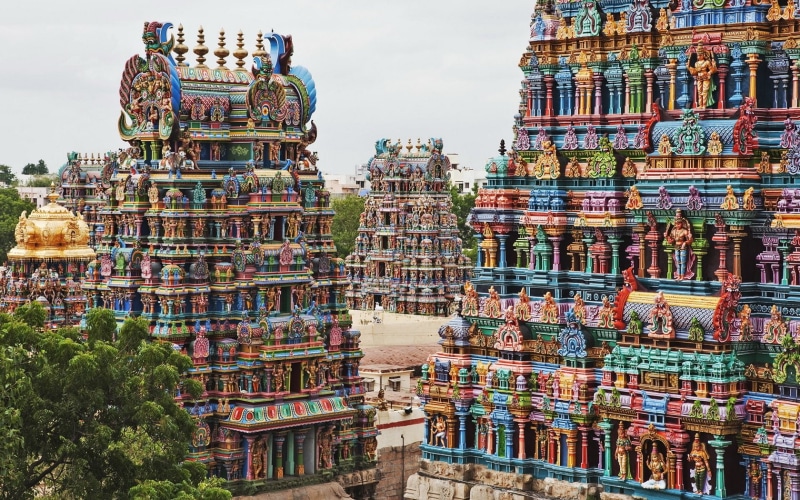 sky, built structure, plant, 720P, large group of objects, Temples, industry, nature, market, day, no people, building, travel, Meenakshi Amman Temple