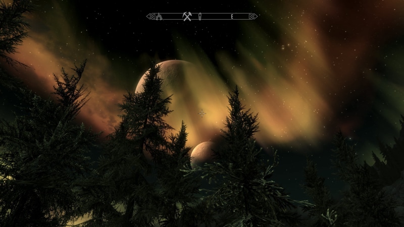 statue, sunlight, nature, PC gaming, rocks, green, space, 2K, aurorae, The Elder Scrolls, grass, night, trees, Bushes, video games, moon rays, plants