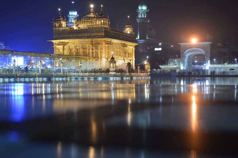 history, amritsar, sikh, no people, religion, tourism, travel destinations, building, architecture, waterfront, nature, the past, sky, night, city, building exterior