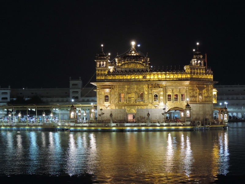 built structure, waterfront, history, reflection, 4K, government, travel destinations, no people, night, tourism, travel, golden temple amritsar, golden temple
