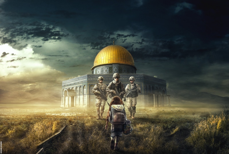 Girl, 4K, 4K, Al-Aqsa Mosque, Soldiers, War