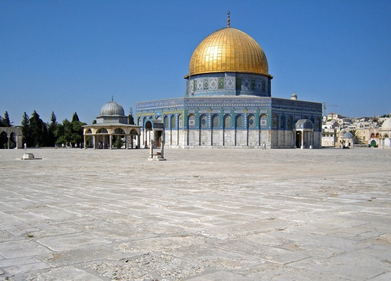 spirituality, building exterior, architecture, no people, nature, outdoors, 720P, building, dome, Temple, Dome Of The Rock, architectural column, blue