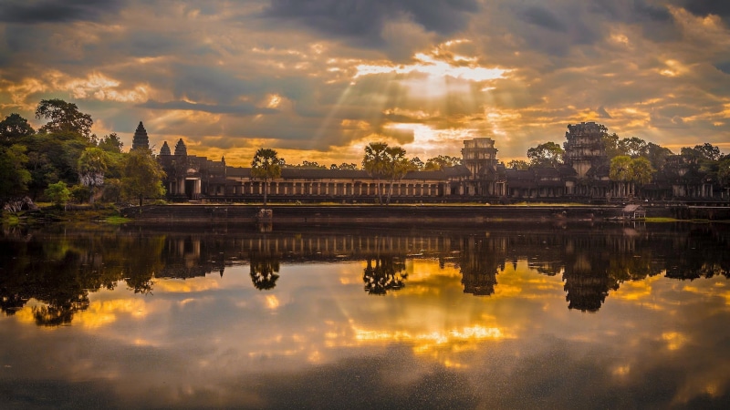 temple, Cambodia, Angkor Wat, the temple complex, 1080P, dawn