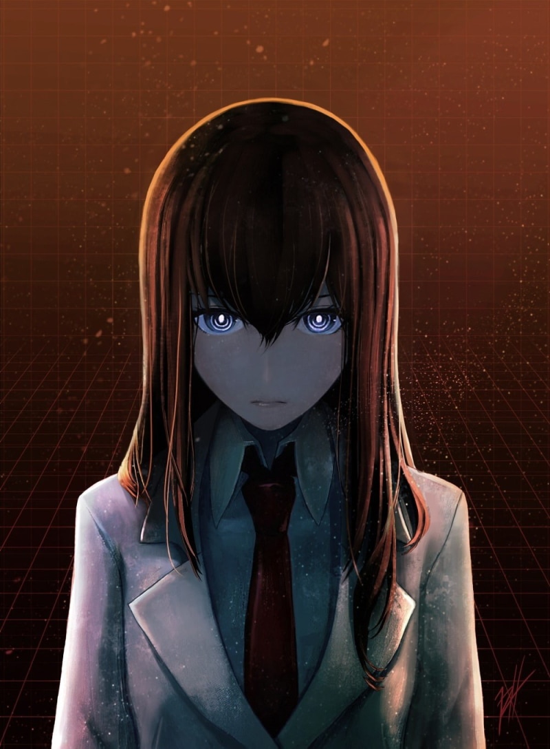 720P, anime, eyes, Steins;Gate, tie, Makise Kurisu, face, long hair, anime girls