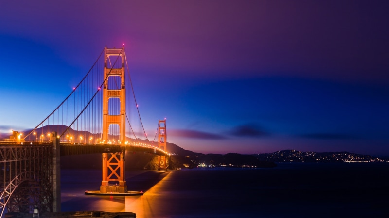 Francisco, Lights, San, Night, USA, 1080P, Golden, Gate, California, Bridge