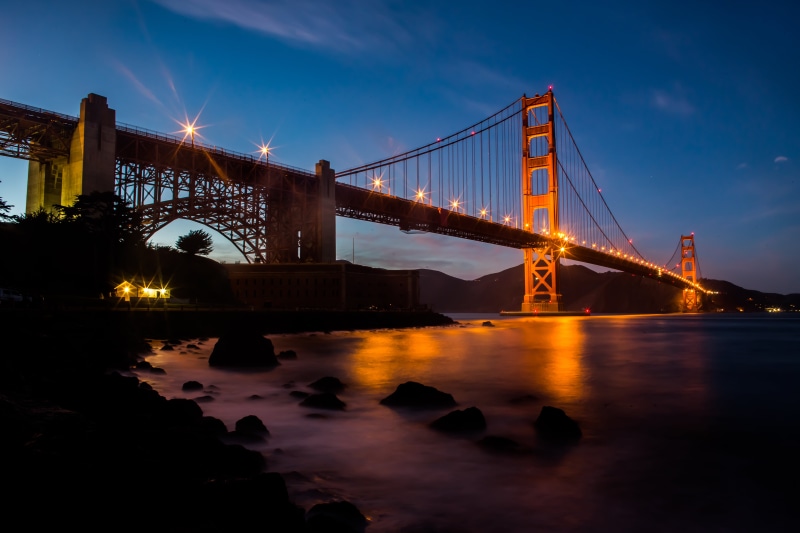 San Francisco, california, night, famous Place, United States of America, Bridge, sunset, gate, new York City, California, san Francisco County, suspension Bridge