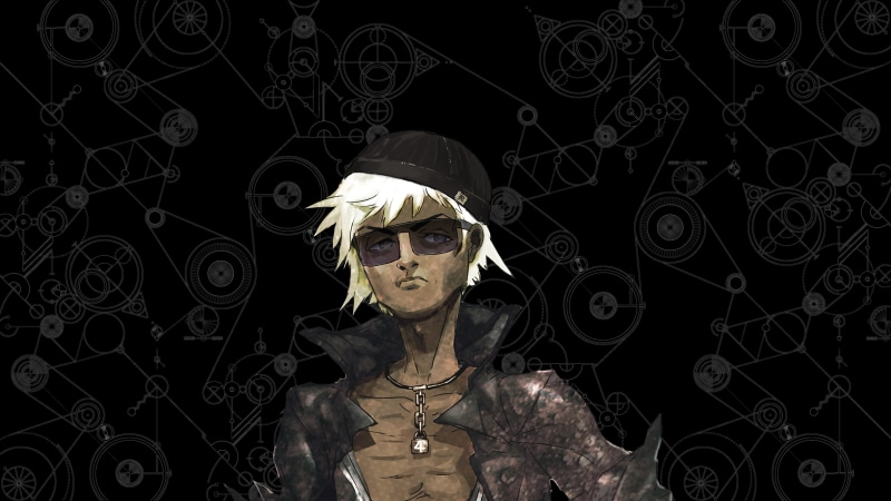 human body part, one person, lifestyles, indoors, design, glasses, front view, pattern, Steins;Gate, portrait, standing, built structure, hairstyle, waist up