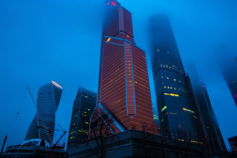 siberia, built Structure, christmas, office, business centre, multistory building, cold, landscape, frozen, building, sky, russia, 5K, downtown District