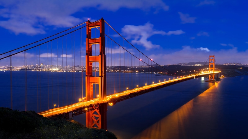 usa, lake, san francisco, 4K, lights, california, golden, bridge, big, night, gate, united states