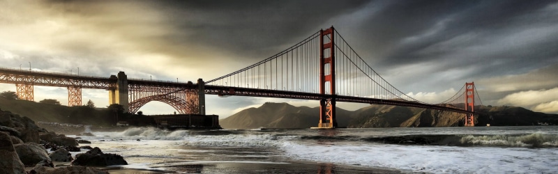 sky, bridge, cityscape, city, water, California, multiple display, USA, Golden Gate Bridge, San Francisco, 4K