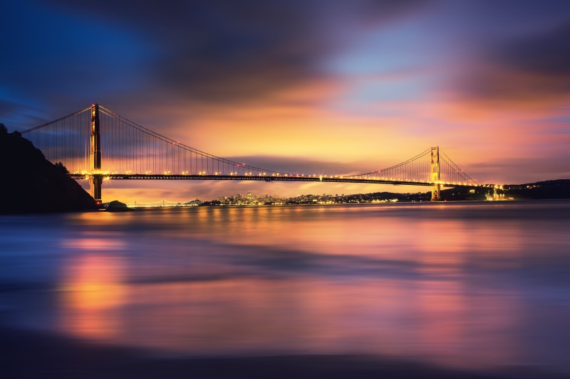 Golden Gate Bridge, bridge, golden bridge, golden, bridge  California, 8K, sunrise, Marin Headlands, United States of America, USA, San Francisco, Everything You Wanted