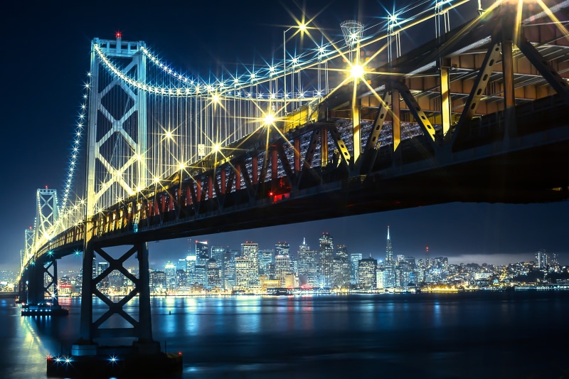 night, bay, bridge, 2K, lights, san, manhattan, francisco, San francisco, golden gate, usa