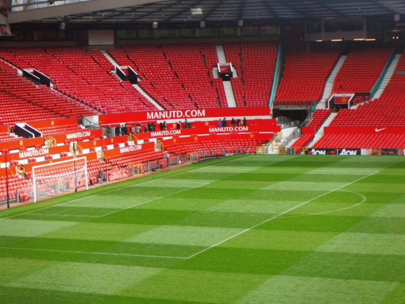 competition, manchester united, goal, soccer, green, old trafford, seat, leisure activity, soccer team, bleachers, red, real people, crowd, game, people
