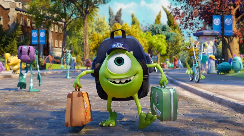 Disney, sculpture, creativity, toy, inc, human representation, 2K, plant, outdoors, nature, mike, day, city, Monsters university, tree, Pixar, yellow