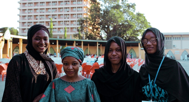photo, 4K, adult, filter, students, lifestyles, nigerian, standing, daylight, university, people, focus on foreground, four, smile, friends, looking at camera