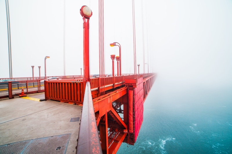 San Francisco Golden Gate, copy space, Covered, highway, day, golden gate, step ladder, security, usa, foggy, blue, industry, Golden Gate Bridge, nature