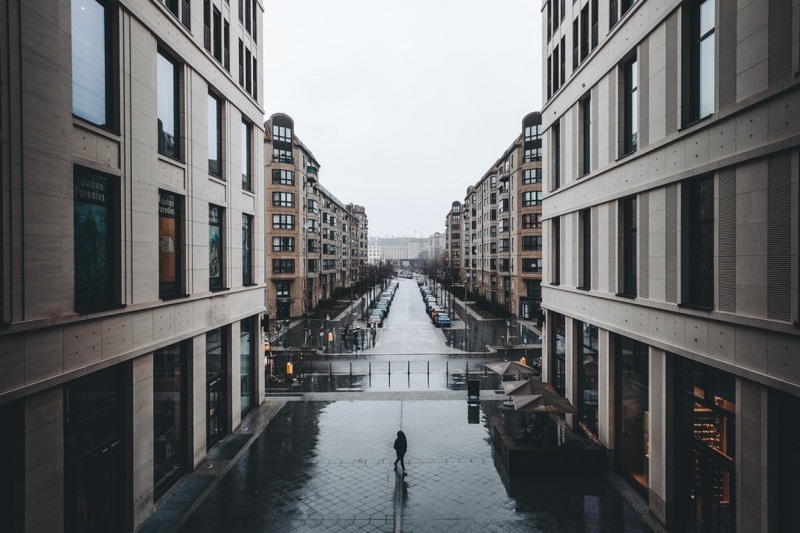 reflection, sky, outdoors, urban, 480P, window, real people, Germany, building exterior, office building exterior, Berlin, built structure, street, city life