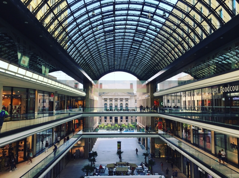 real people, mode of transportation, day, mall of berlin, modern, transportation, water, shopping, architecture, glass - material, reflection, city, travel destinations