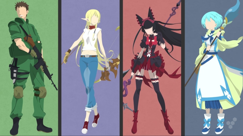 Tuka Luna Marceau, standing, Gate: Jieitai Kanochi nite Kaku Tatakaeri, anime girls, Lelei La Lelena, people, human representation, art and craft, outdoors