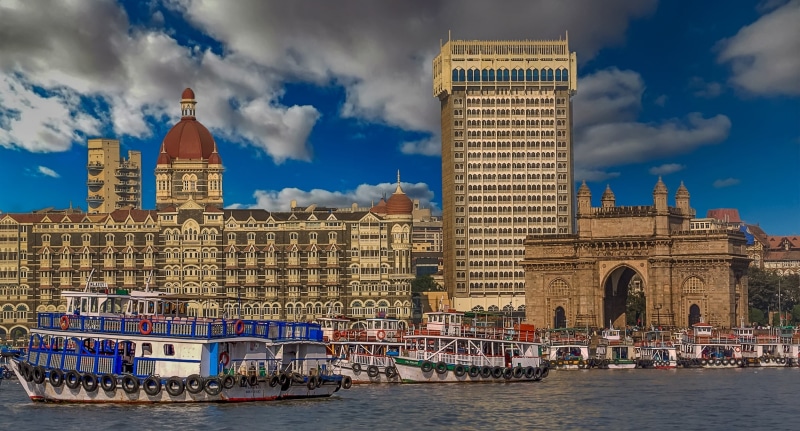 tourism, no people, gateway to india, transportation, ships, mumbai, history, travel, nautical vessel, building exterior, building, passenger craft, sky