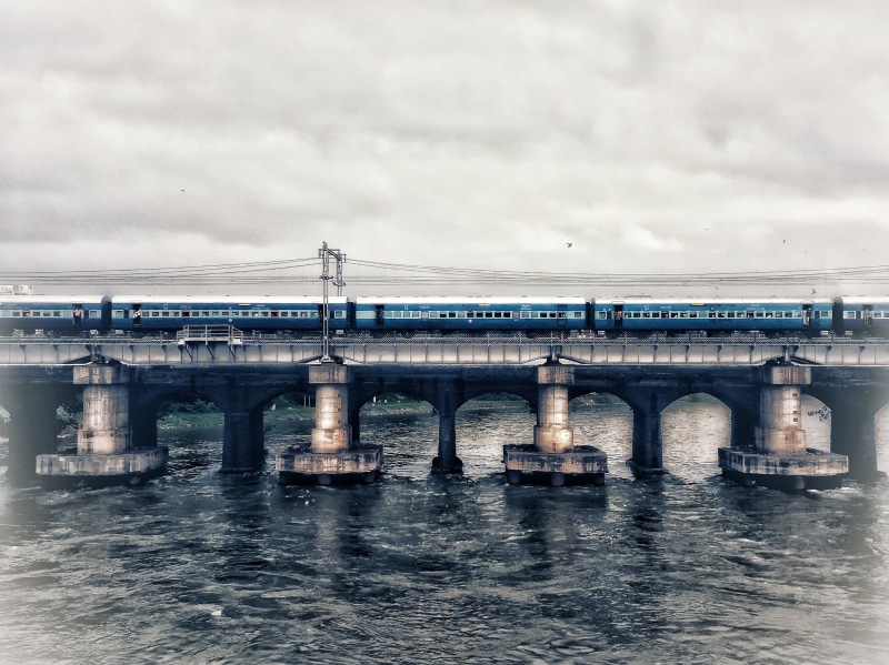 cloud - sky, nature, india, connection, city, sky, architectural column, building exterior, arch bridge, outdoors, 4K, architecture, waterfront, bridge - man made structure