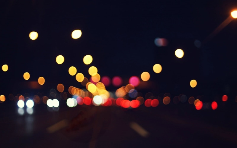 dark, city, abstract, macro, geometric shape, architecture, widescreen, bokeh, night, glowing, light - natural phenomenon, blur, machine, pattern, sky