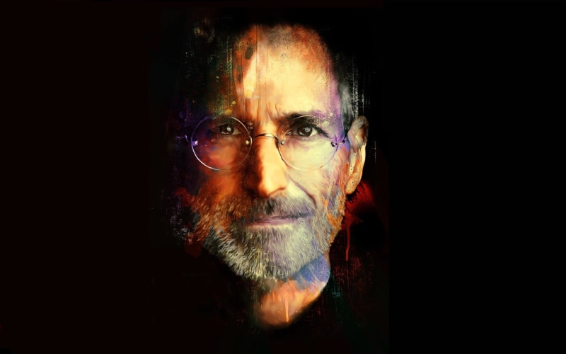 Steve jobs, black Background, mid adult, one Person, steve, mustache, people, digital composite, looking, facial hair, human Face, fine Art Portrait, glasses