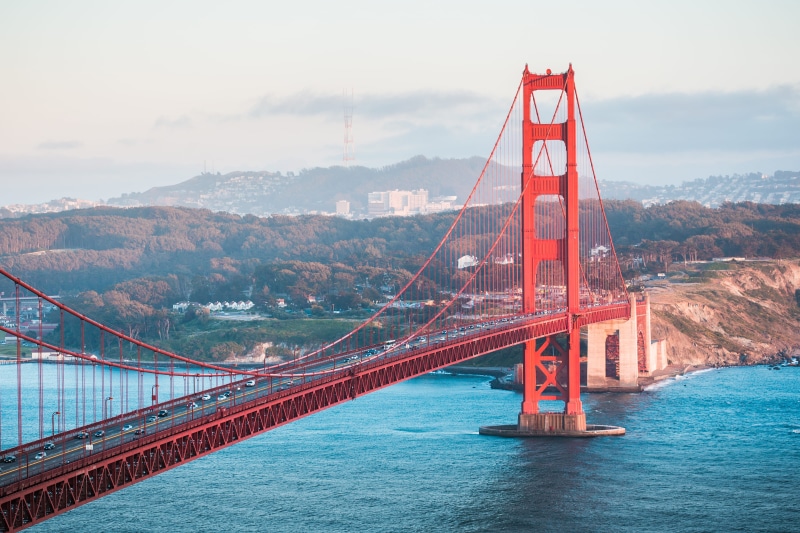 sunny, water, coast, Spencer, bridge - Man Made Structure, suspension Bridge, mountain range, nature, cloudy, red, ride, battery spencer, river, Battery