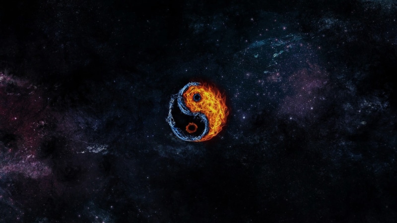 beauty in nature, fire, one animal, orange color, elements, marine, fish, animal themes, yang, nature, stars, Space, no people, 1080P, yin, night, luminosity