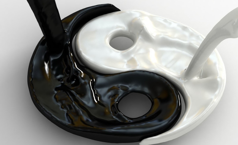 healthy eating, food and drink, still life, black, close-up, yin, spoon, ying, studio shot, dairy product, drink, refreshment, coffee - drink, Artistic