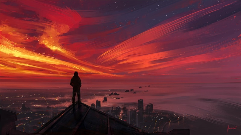 Aenami Art, Million Little Pieces, The city, Alena Aenam The, Figure, by Aenami, by Alena Aenami, Art, 1080P, People, Aenami