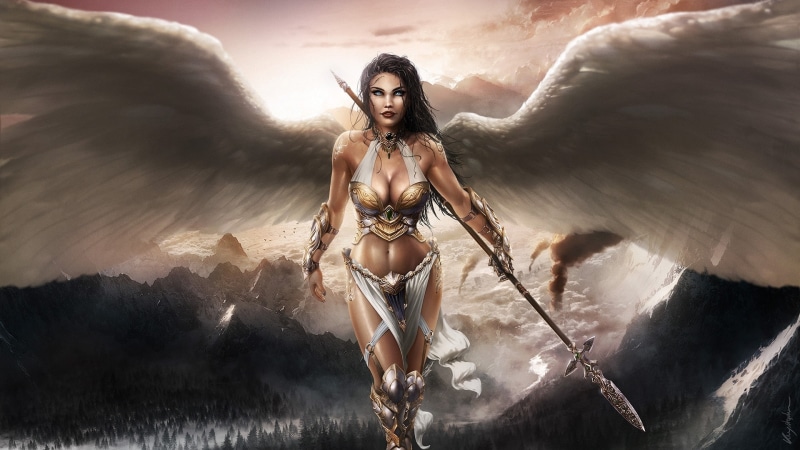 fantasy art, 1080P, women, wings, warrior, fantasy girl