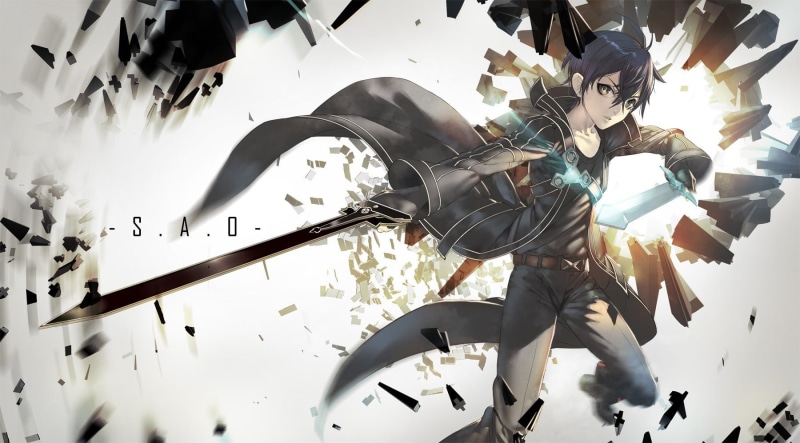 low angle view, animal wildlife, man, bird, Sword Art Online, 720P, no people, human representation, vertebrate, art and craft, outdoors, representation