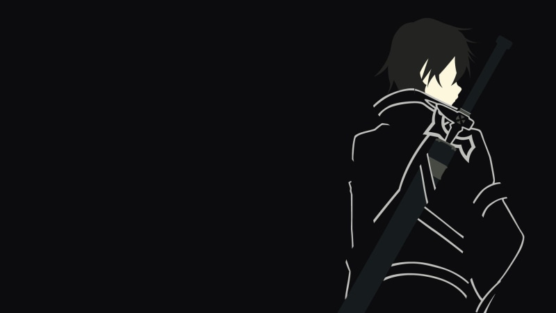 black background, copy space, human representation, cut out, indoors, vector, lifestyles, minimalism, Sword Art Online, male, representation