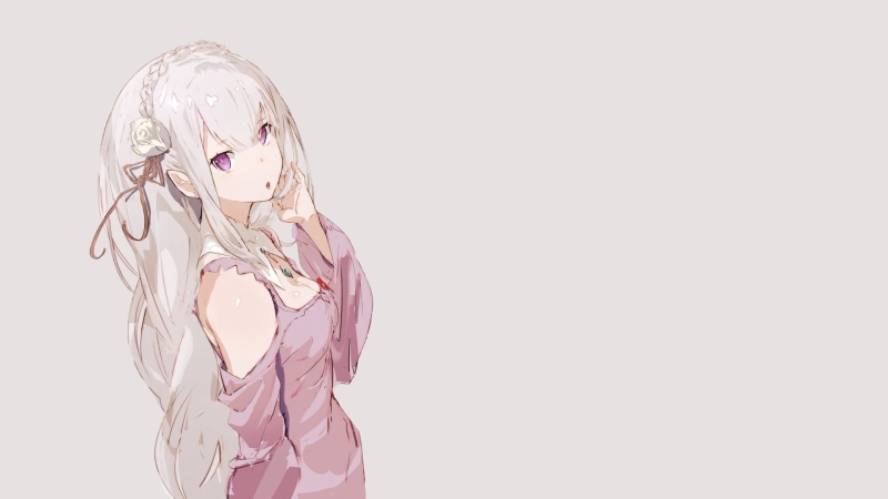 hairstyle, teenager, young adult, portrait, Emilia (Re: Zero), females, simple background, young women, Re:Zero Kara Hajimeru Isekai Seikatsu, adult, long hair