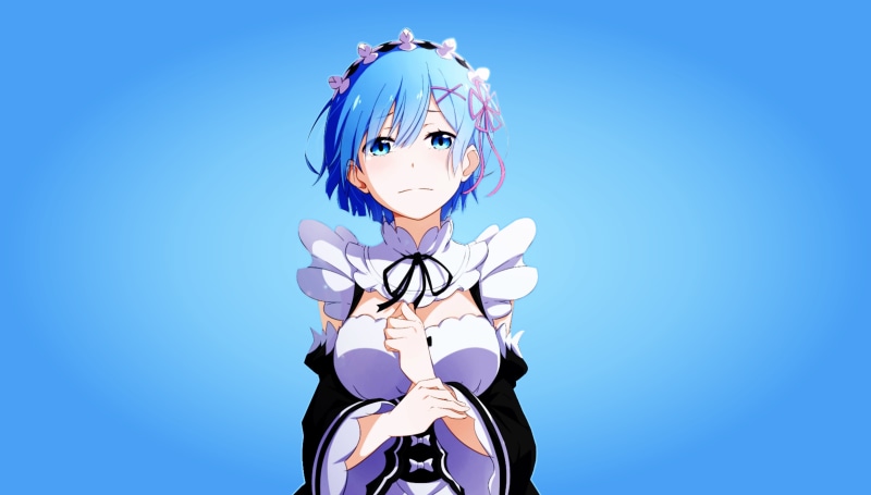 representation, young adult, copy space, art and craft, Re:Zero Kara Hajimeru Isekai Seikatsu, Rem (Re: Zero), illustration, character, low angle view
