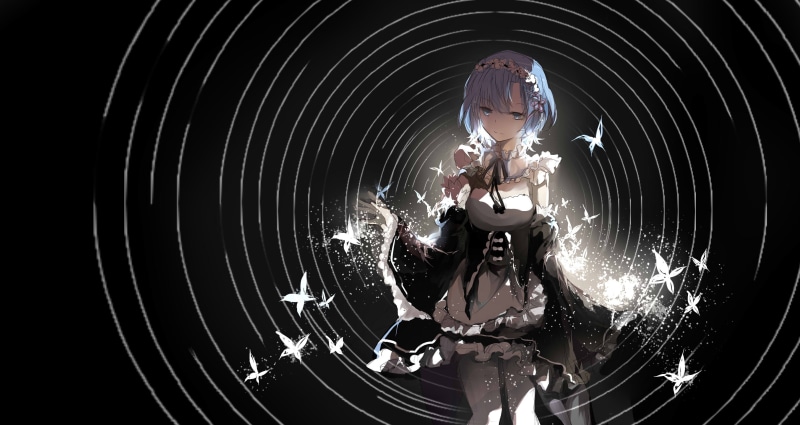 human representation, 2K, motion, indoors, geometric shape, digital composite, anime girls, Rem (Re: Zero), nature, night, Re:Zero Kara Hajimeru Isekai Seikatsu