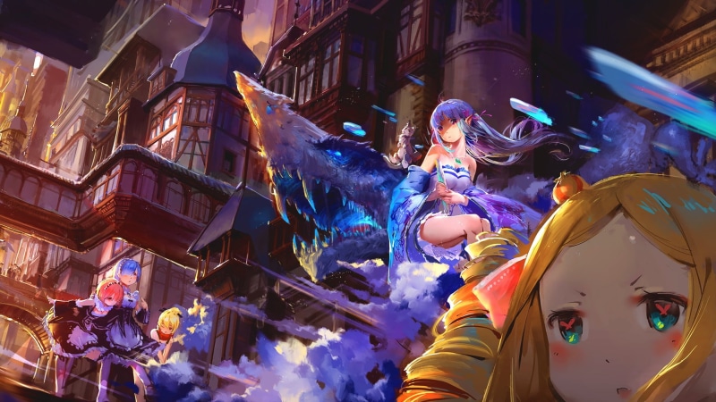 building exterior, Puck (Re:Zero), leisure activity, illuminated, human representation, celebration, 1080P, women, city, digital, carnival - celebration event