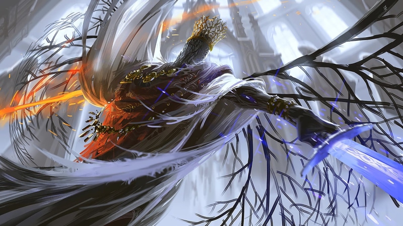 Dark Souls, Pontiff Sulyvahn, digital art, 1080P, Dark Souls III, artwork, sword, video games
