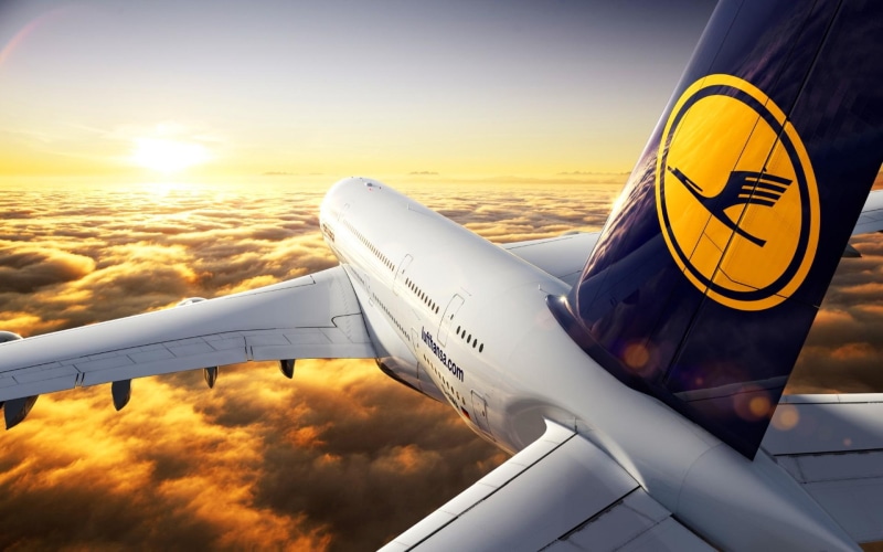 1080P, lufthansa, flight, airliner, aircraft, sunset, a380