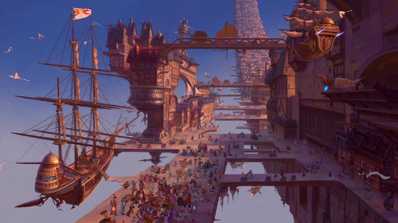 steampunk, steampunk airship, Treasure Planet, Disney, science fiction, 2K, ship