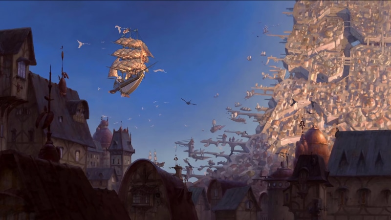 steampunk airship, ship, science fiction, 2K, steampunk, Disney, Treasure Planet