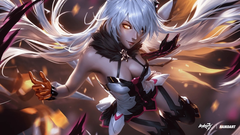 Honkai, raikoart, 1080P, dress, Smile, anime girls, Kiana Kaslana, floating, Honkai Impact 3rd