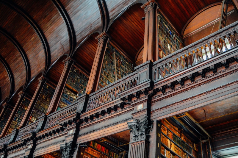 tranquil, 5K, wood - material, brown, roof beam, railing, library, ceiling, history, dublin, low angle view, no people, music, place of worship, irish
