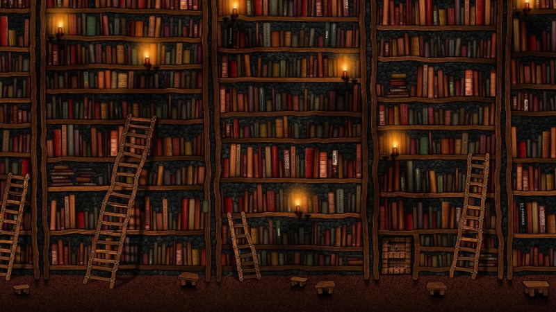 1080P, book, ladder, illustration, cartoon, library, fabolous, biblioteca, ladders, books, candles