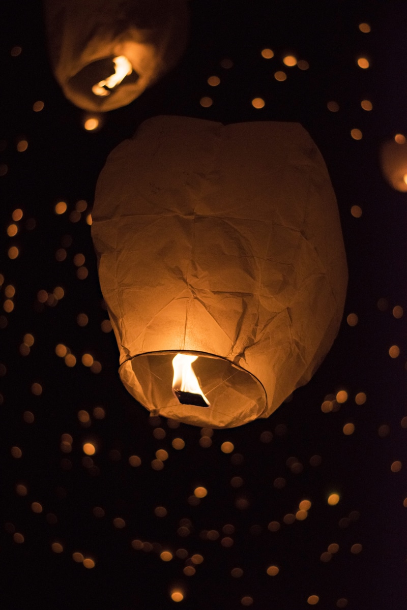 lighting equipment, crowd, lampshade, lamp, event, light, bokeh, flame, sky, paper, art, night, hair slide, lantern festival, parachute, sphere, illuminated