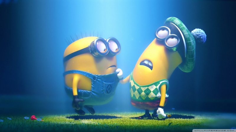 water, illustration, sport, animal wildlife, underwater, cartoon, child, sea, boys, two people, minions, Despicable Me, representation, people, toy, yellow