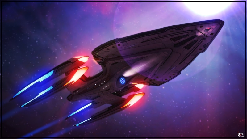 spaceship, Star Trek, space art, 4K, watermarked, USS Valkyrie NX 91909, artwork
