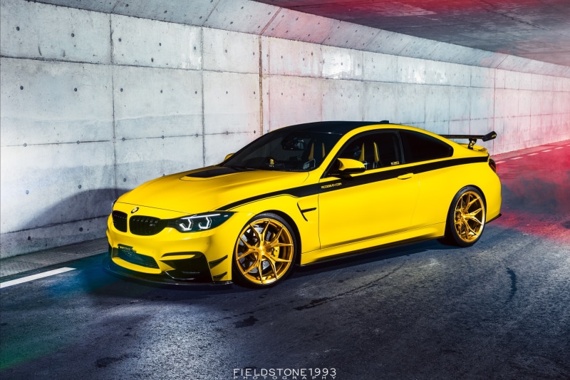 luxury cars, yellow cars, car, BMW M4, BMW, 1080P, watermarked